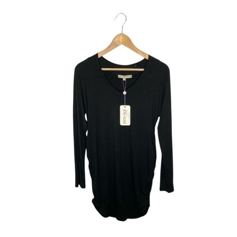 Kimi + Kai Maternity Maggie Long Sleeve Black Jersey Feel | Large